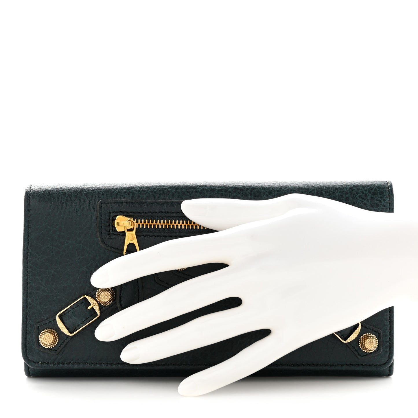 Agneau Giant 12 Gold Hardware Money Wallet Vert Pinede