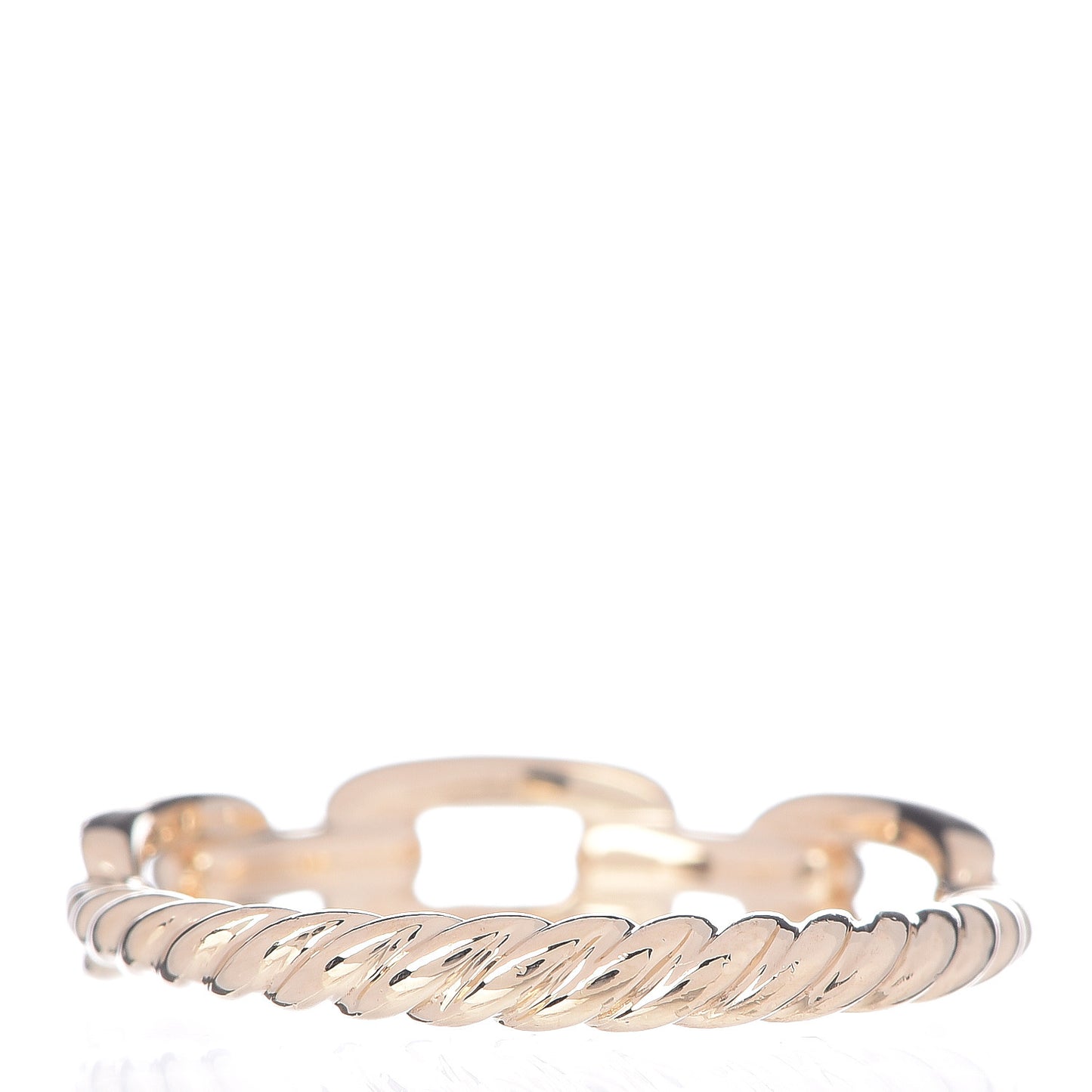 18K Yellow Gold Diamond 4.5mm Stax Single Row Chain Link Ring 53 6.5