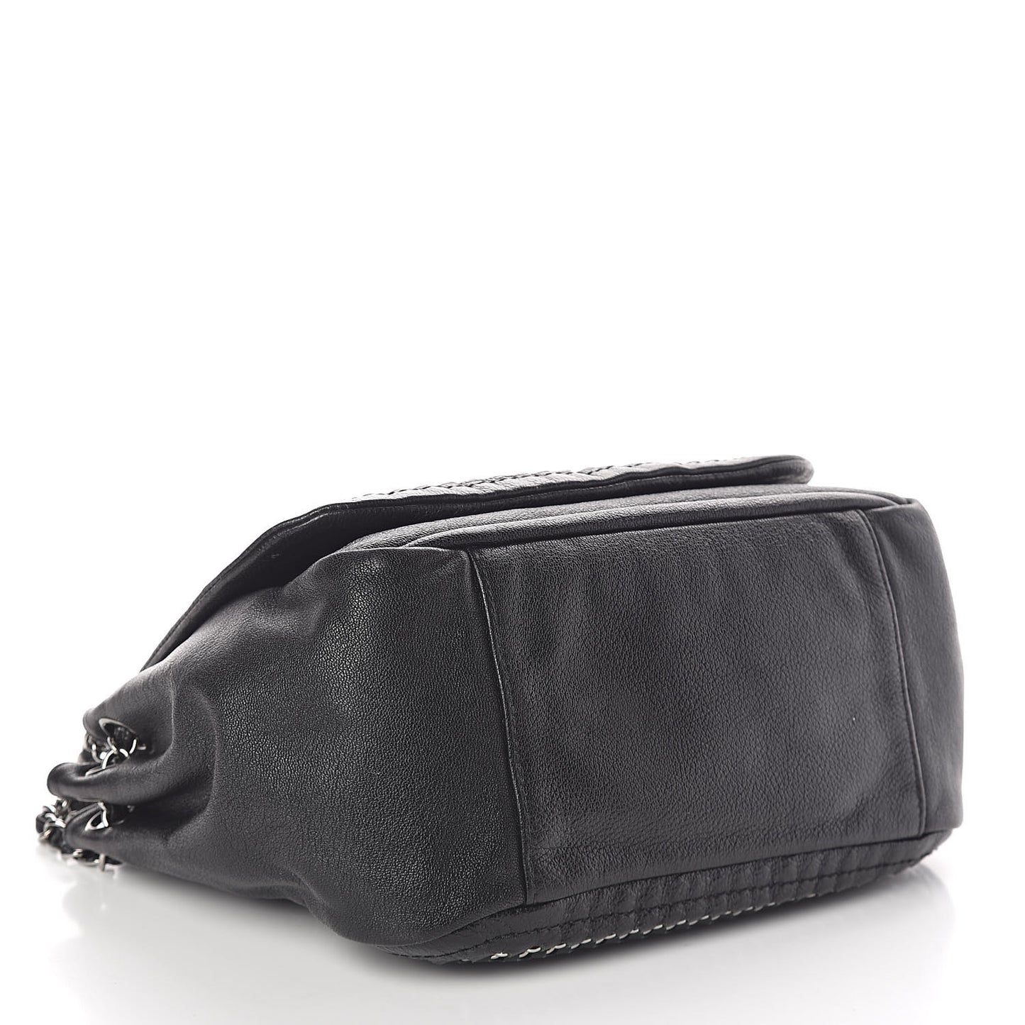 Metallic Goatskin Luxe Ligne Flap Black