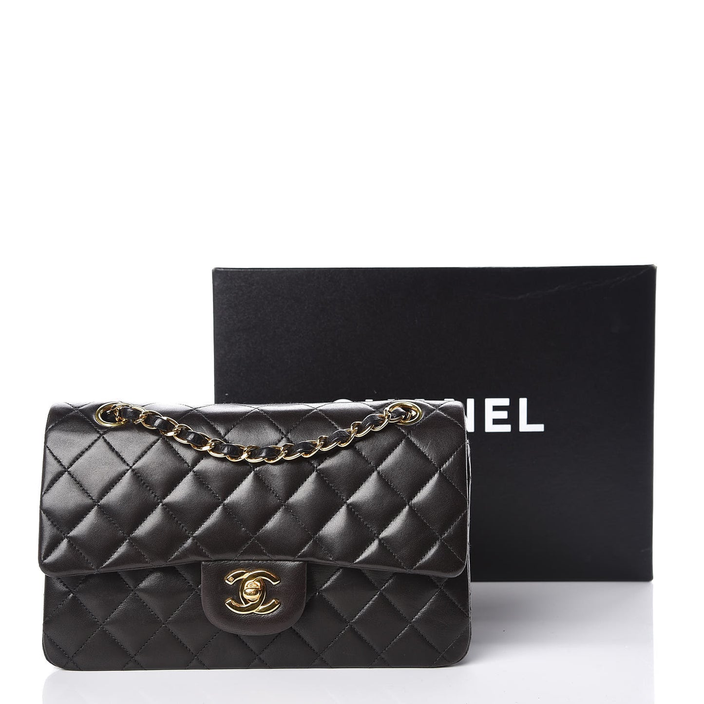 Lambskin Quilted Small Double Flap Black