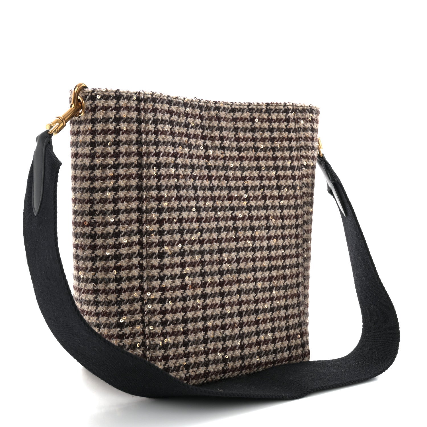 Celine Tweed Small Sangle Bucket Bag Beige 2 of 9