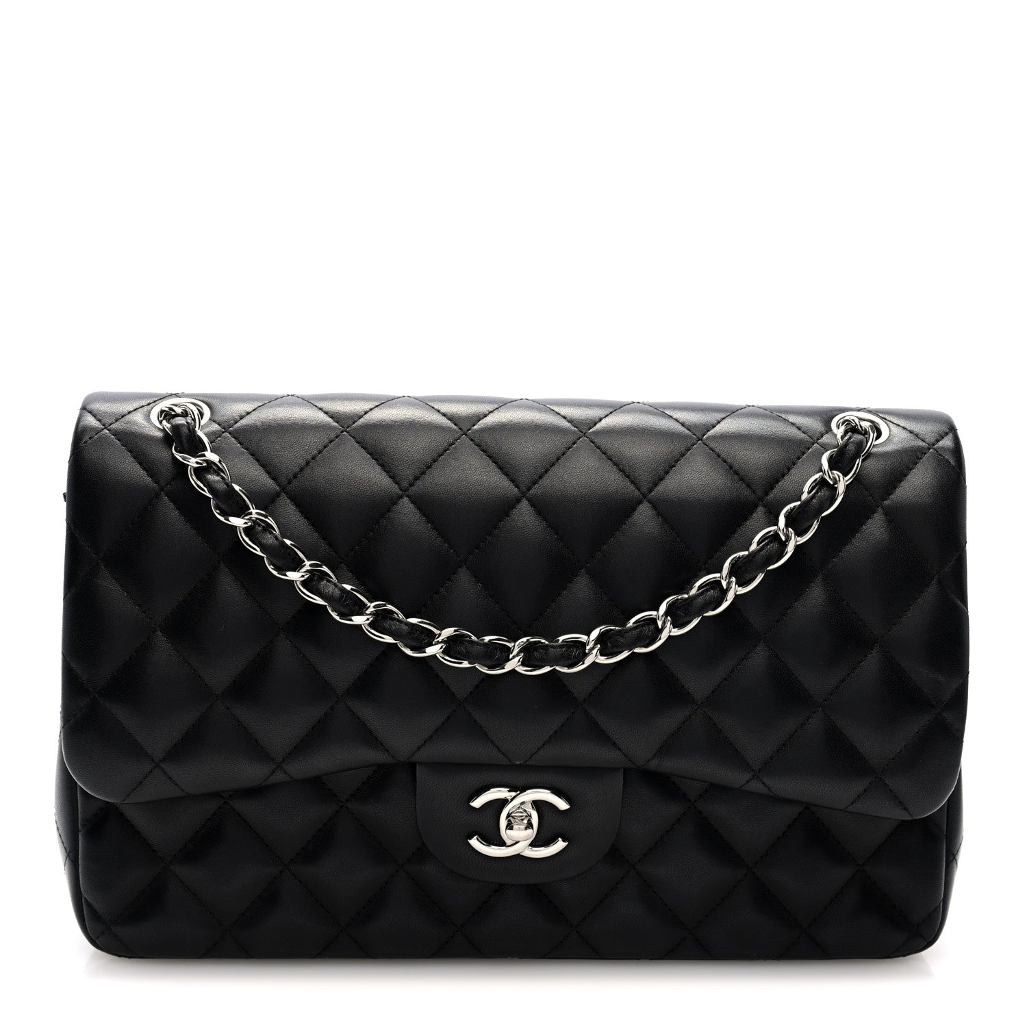 Chanel Lambskin Quilted Jumbo Double Flap Black 1 of 10