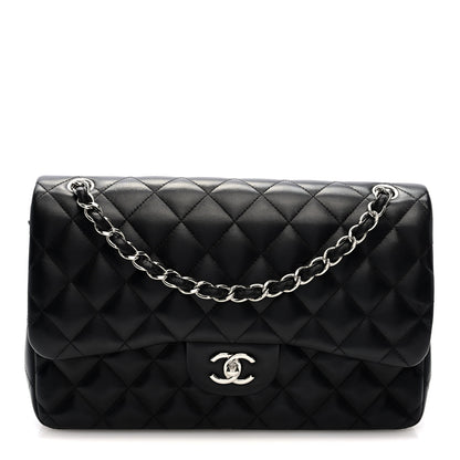 Chanel Lambskin Quilted Jumbo Double Flap Black 1 of 10