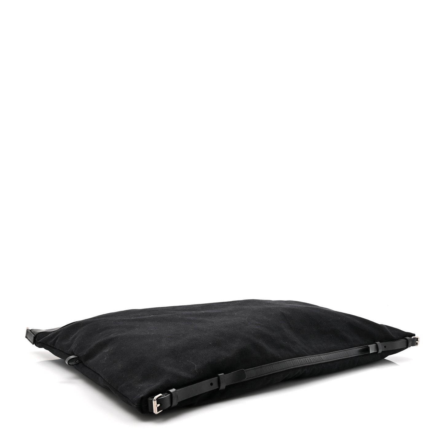 Canvas Calfskin Embossed Large Convertible ID Bag Black