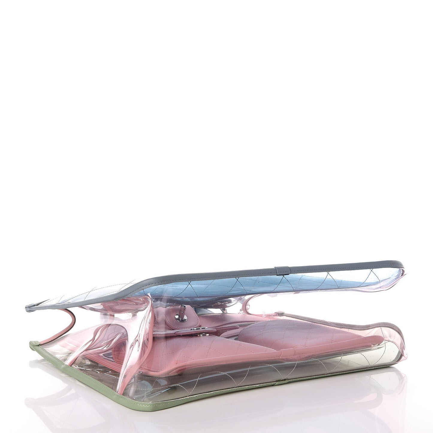 Lambskin PVC Quilted Medium Coco Splash Shopping Bag Blue Green Pink