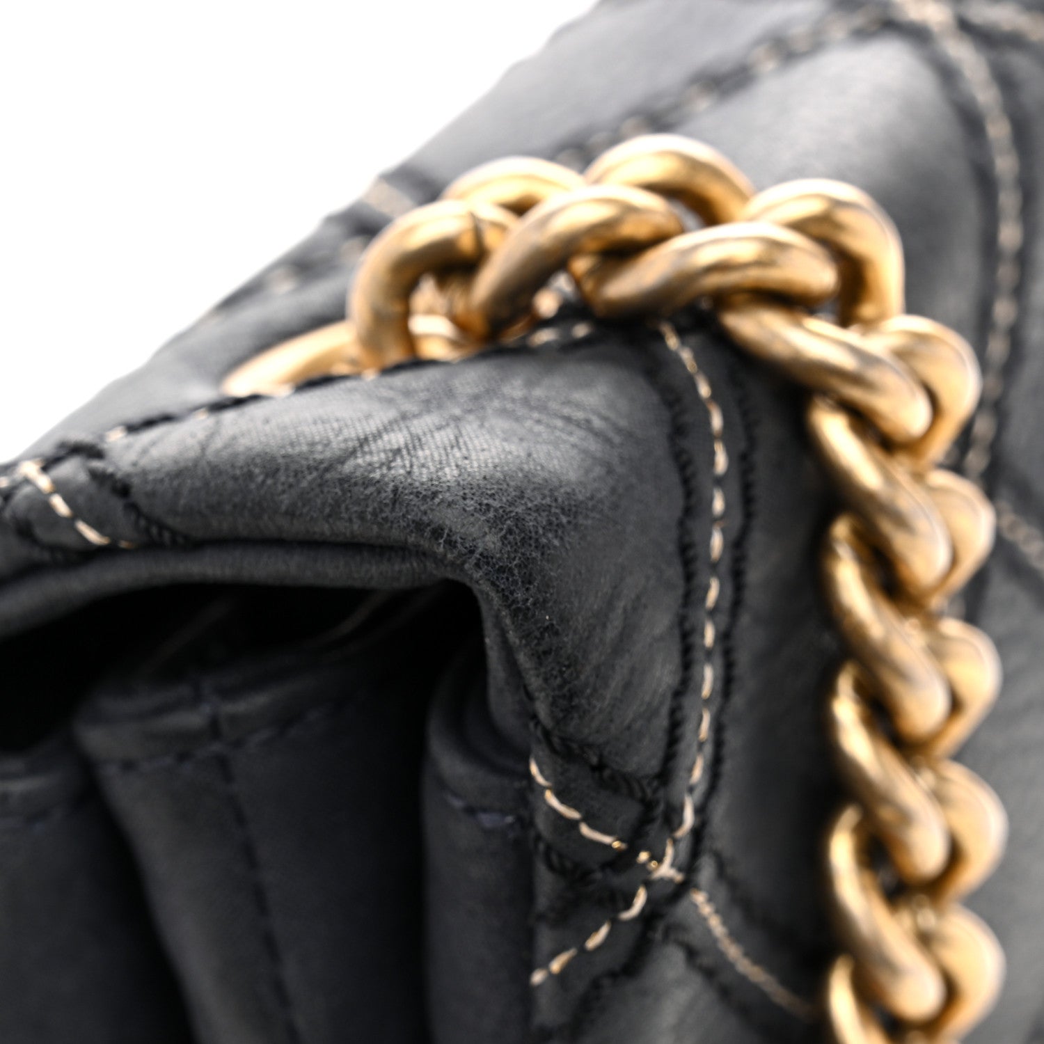 Chanel Iridescent Calfskin Triple Stitched Medium Flap Navy 14 of 16