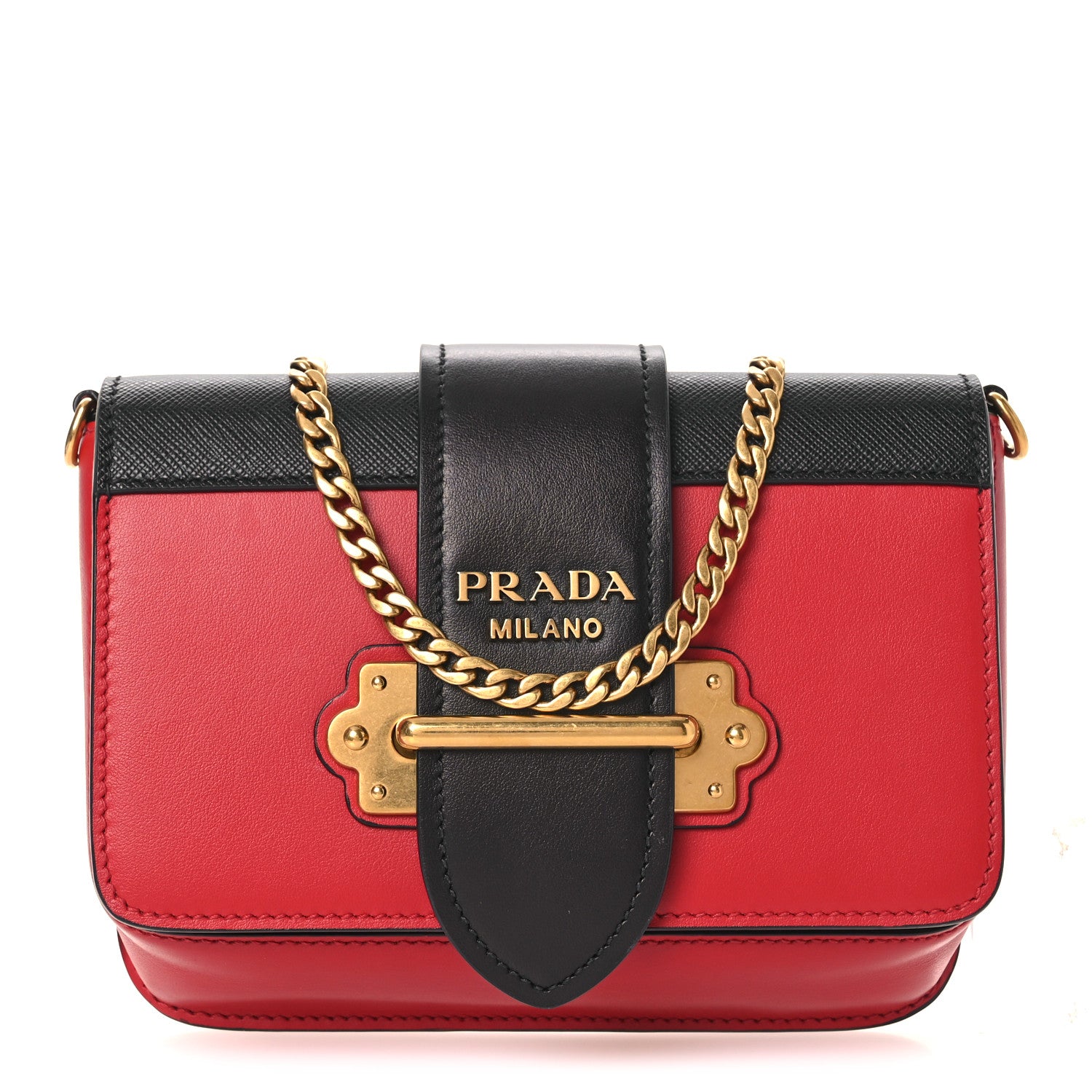 Prada Saffiano City Calf Cahier Belt Bag Fuoco Black 1 of 11