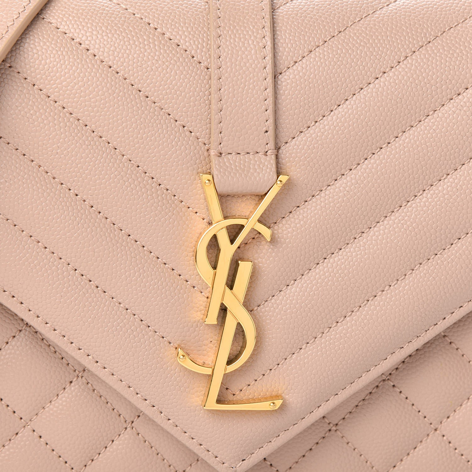 Saint Laurent Grain De Poudre Textured Mixed Matelasse Medium Triquilt Monogram Satchel Dark Beige 8 of 10