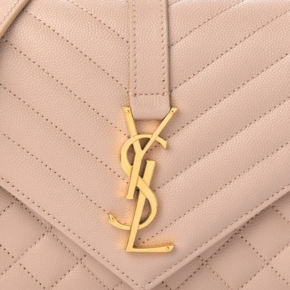 Saint Laurent Grain De Poudre Textured Mixed Matelasse Medium Triquilt Monogram Satchel Dark Beige 8 of 10