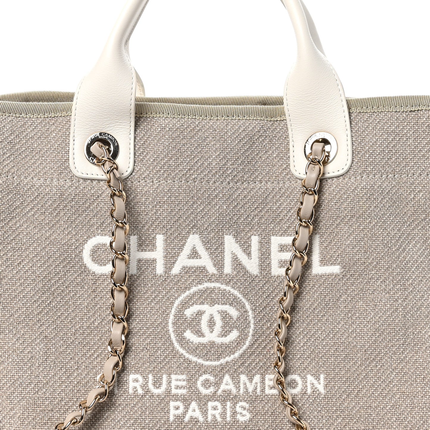 Mixed Fibers Calfskin Small Deauville Tote Light Grey