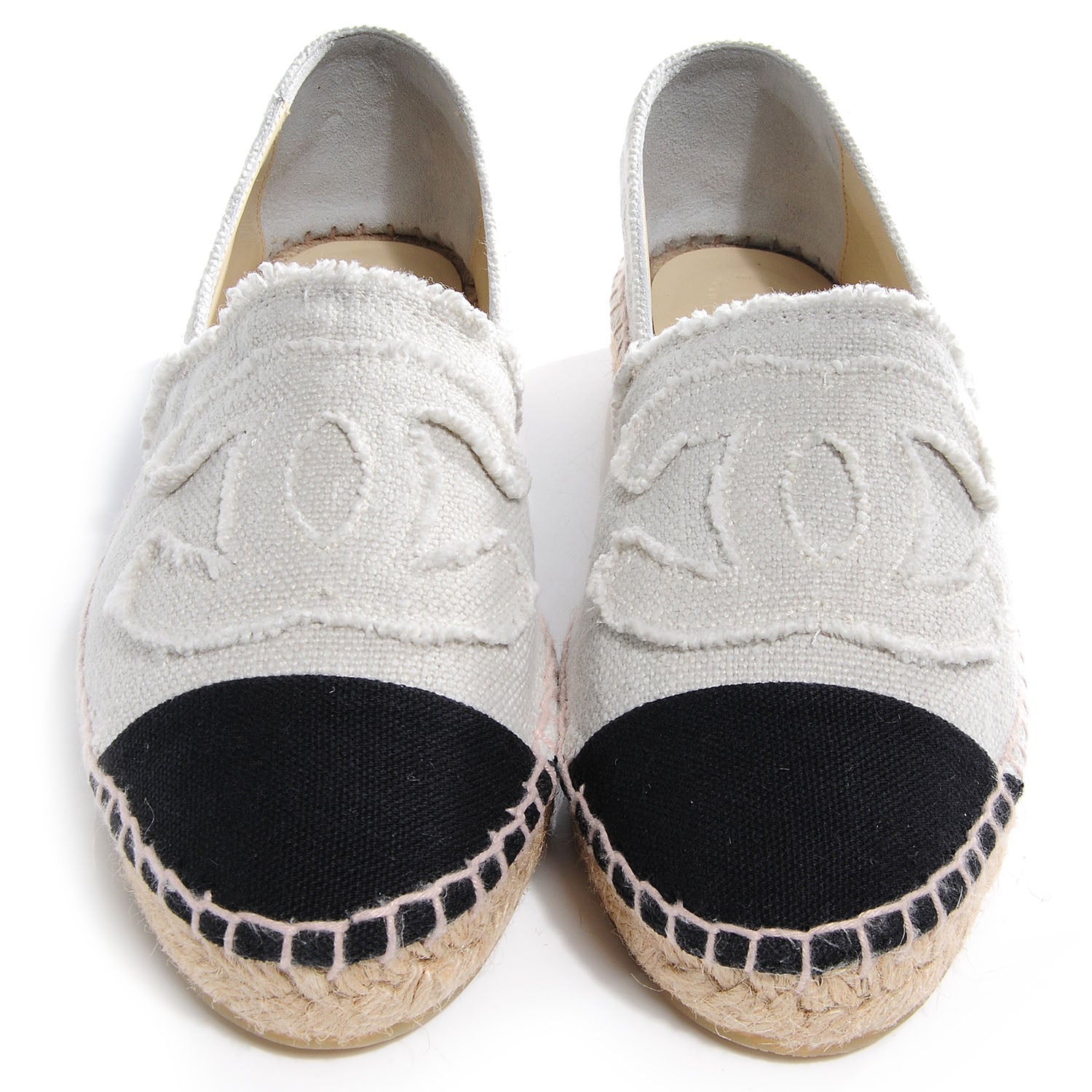 Chanel Toile Espadrilles Beige Black 37 2 of 6