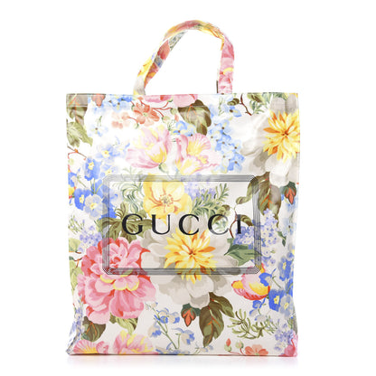 Gucci Patent Canvas Frame Logo Floral Print Vertical Tote Multicolor 1 of 11