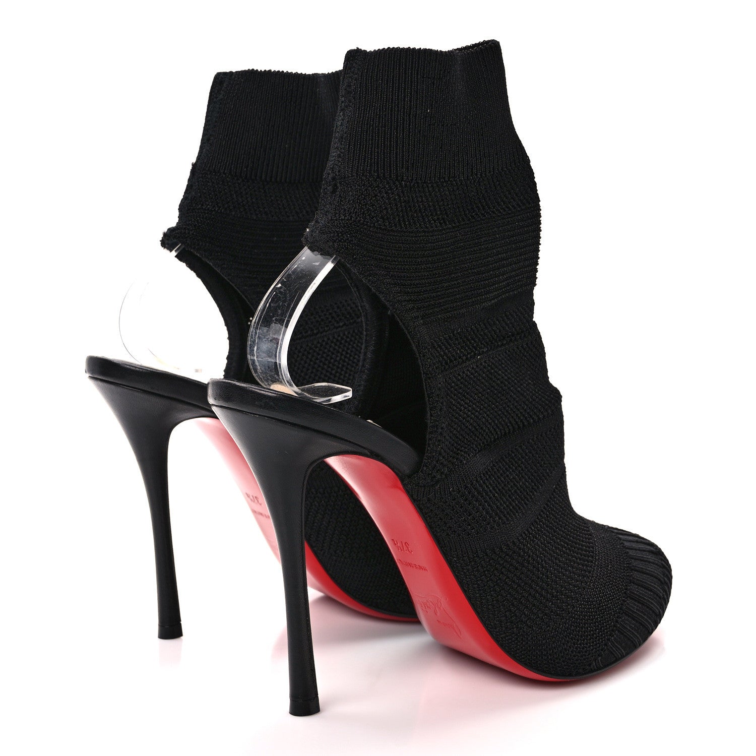 Christian Louboutin Shiny Nappa Maille Tricot Noemi 100 Ankle Boots 37.5 Black 4 of 9