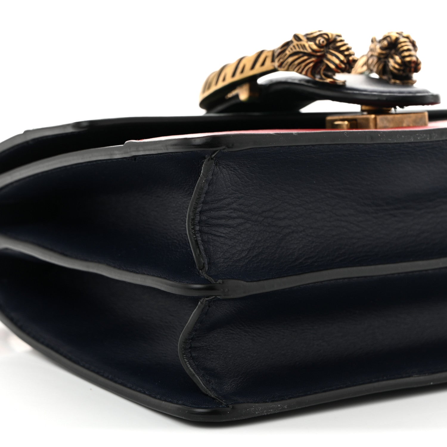 Gucci Calfskin Bamboo Web Mini Dionysus Top Handle Bag Blue Emerald Hibiscus Red 9 of 10