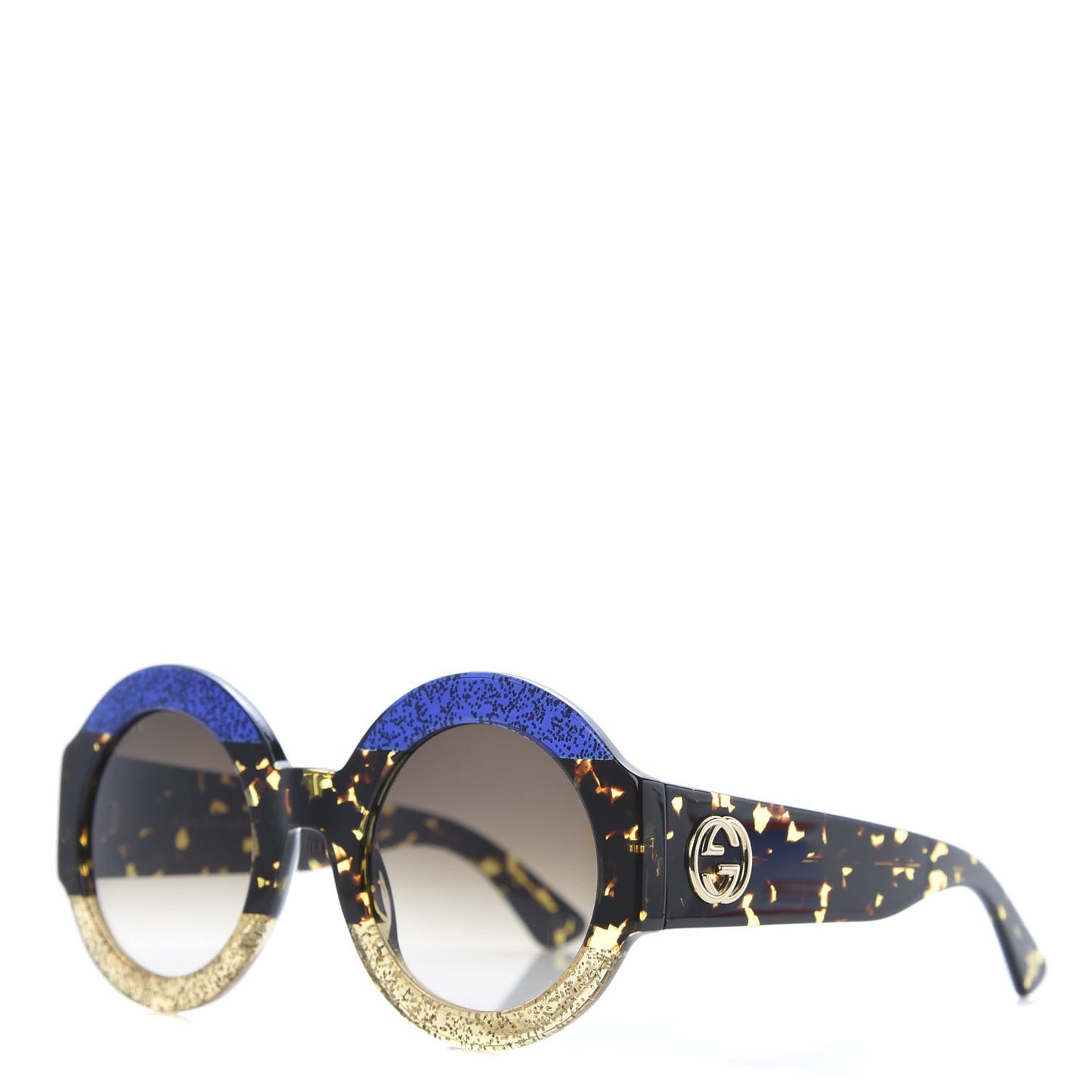 Acetate Round GG0084S Sunglasses Glitter Blue Multi