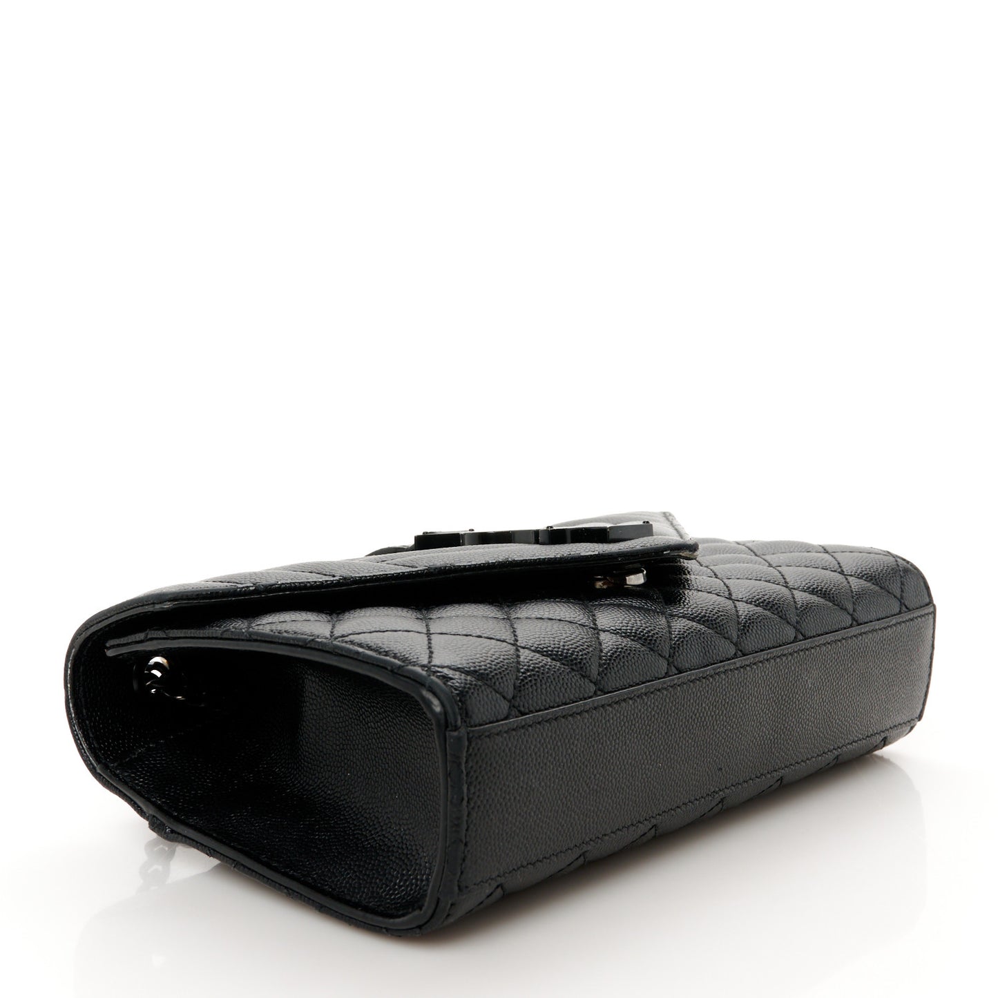 Grain De Poudre Textured Mixed Matelasse Triquilt Small Monogram Monochrome Satchel Black