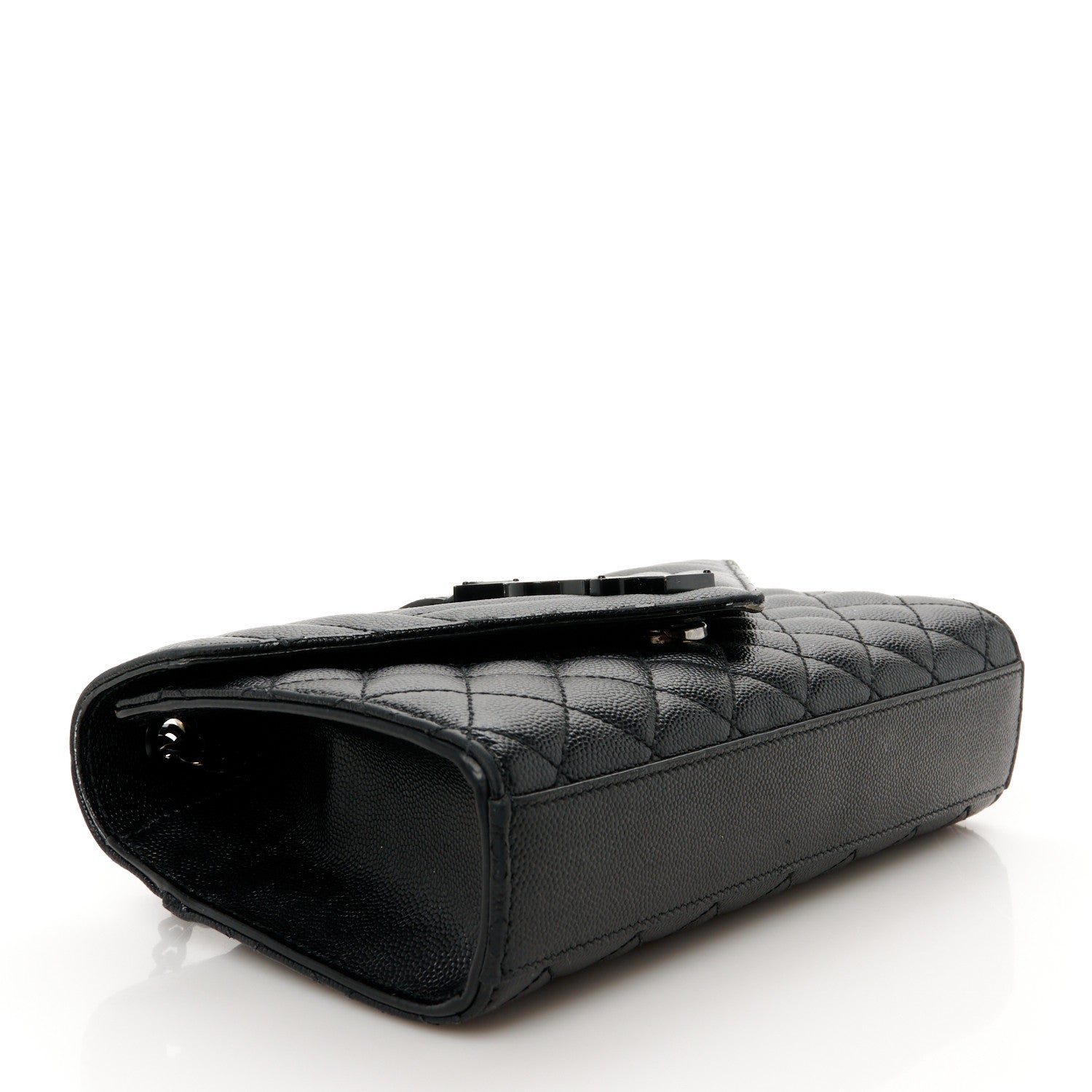 Saint Laurent Grain De Poudre Textured Mixed Matelasse Triquilt Small Monogram Monochrome Satchel Black 4 of 14