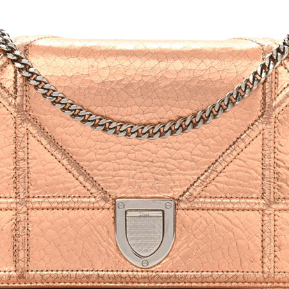 Christian Dior Metallic Ceramic Effect Deerskin Diorama Wallet on Chain Pouch Gold 15 of 15