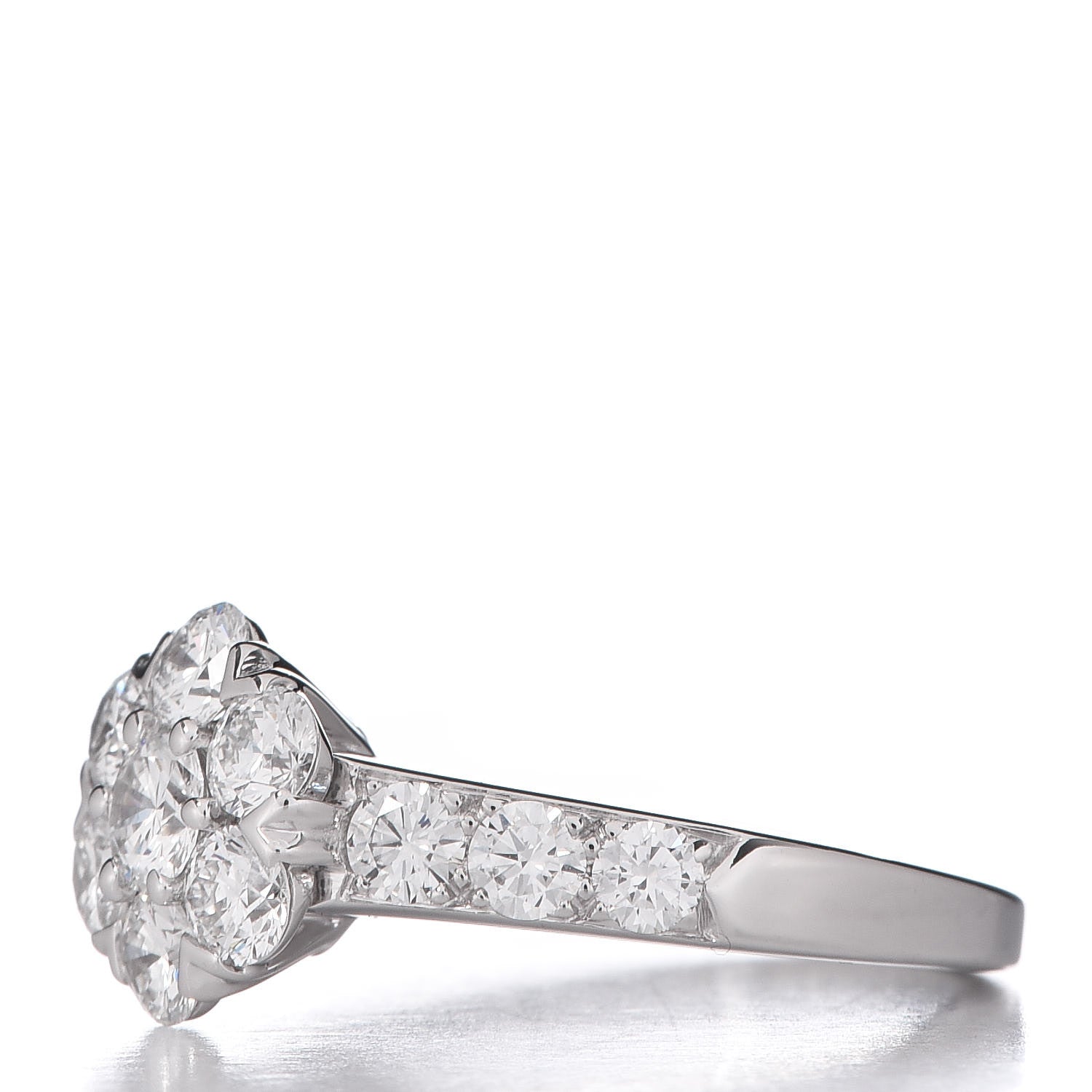 Van Cleef & Arpels 18K White Gold Diamond Large Fleurette Ring 49 4.75 3 of 7