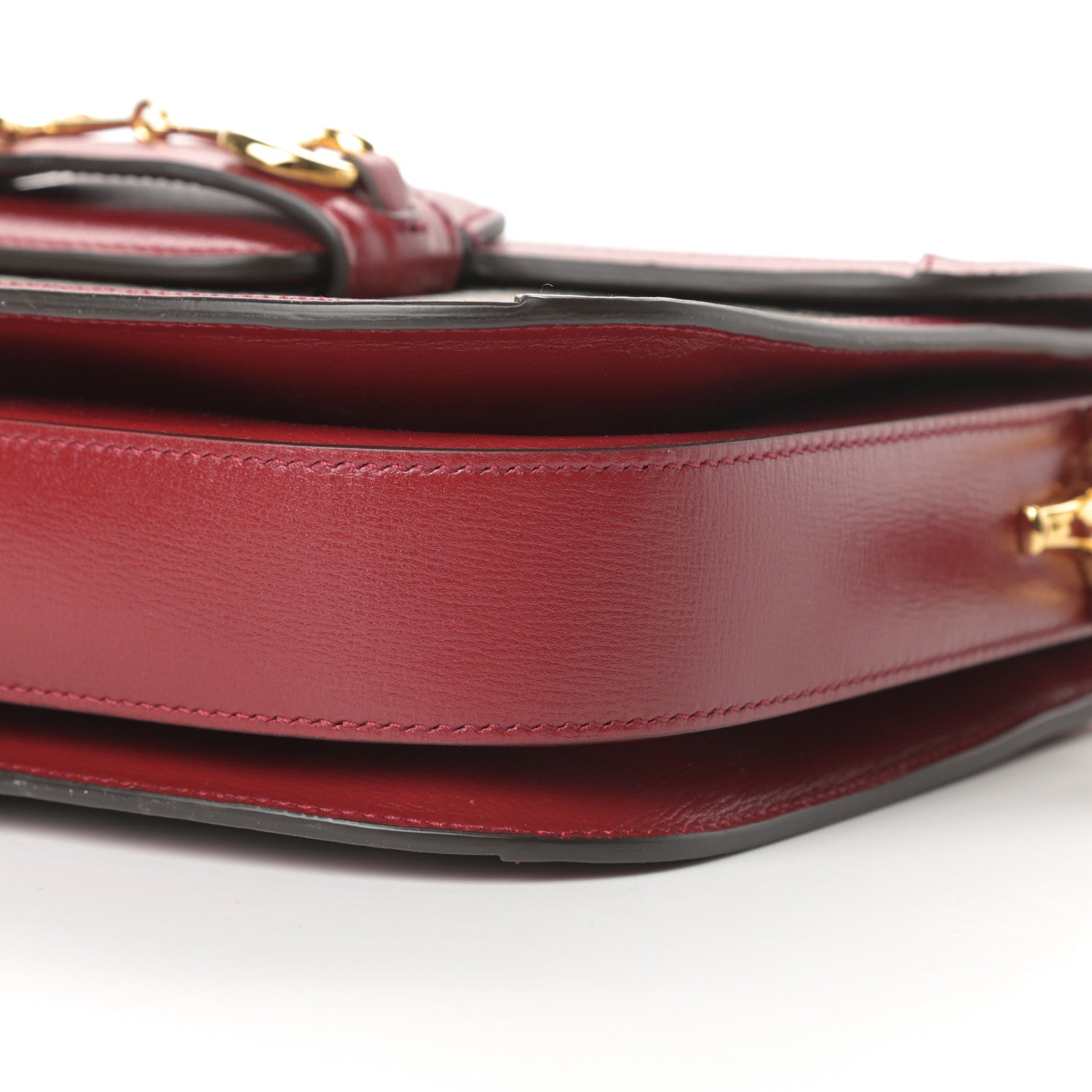 Gucci GG Supreme Monogram Azalea Calfskin Horsebit 1955 Shoulder Bag Beige Ebony New Cherry Red 10 of 10