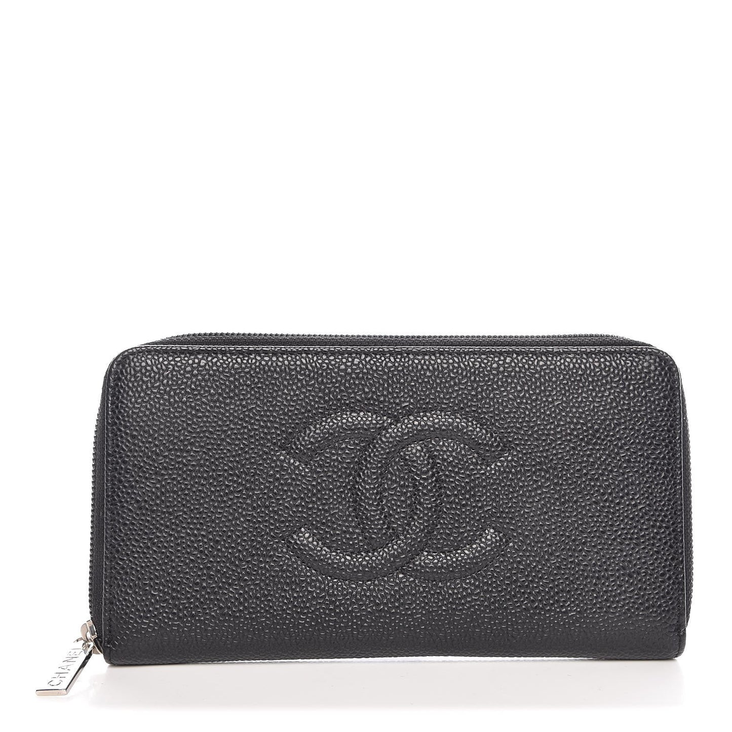 Caviar Large Timeless CC Zip Around Wallet Black
