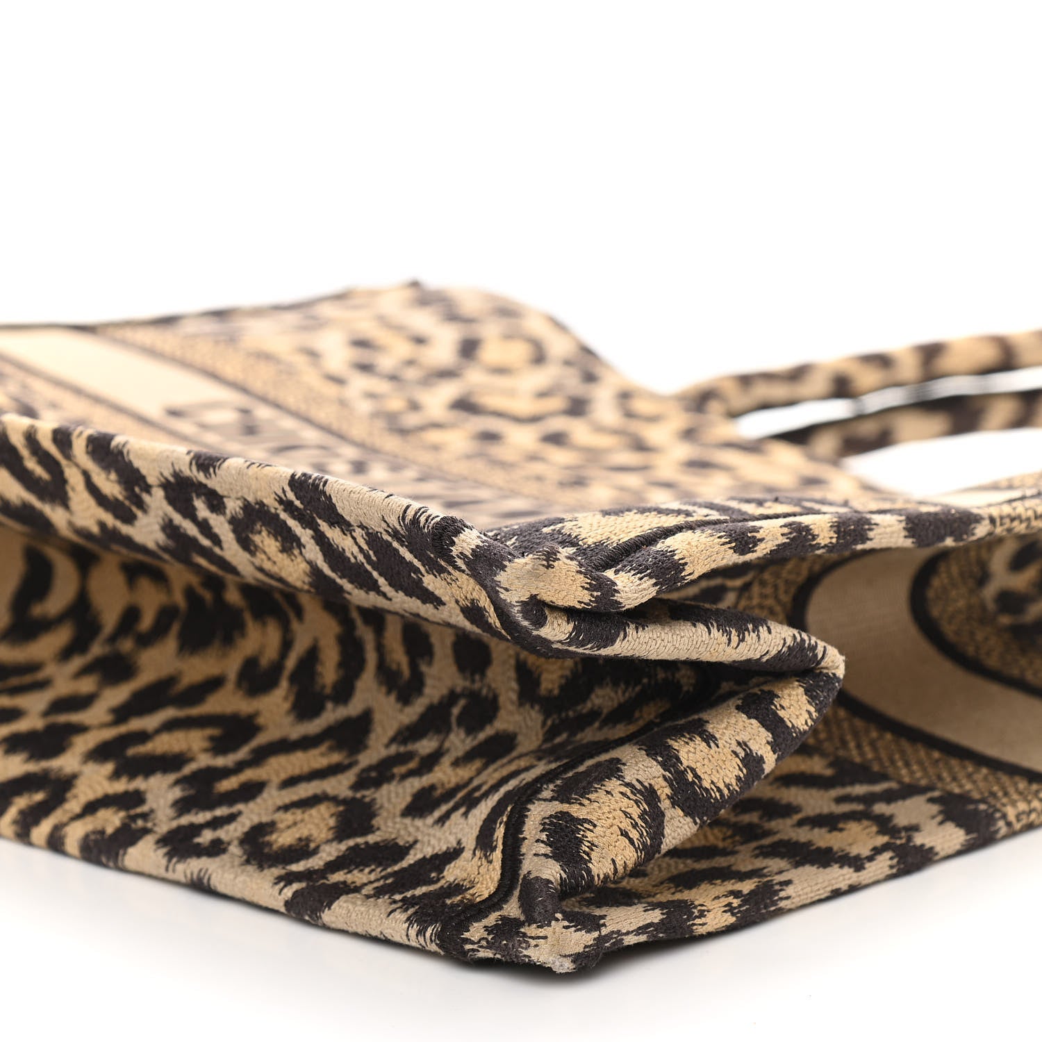 Christian Dior Canvas Mizza Embroidered Large Leopard Book Tote Beige 7 of 13