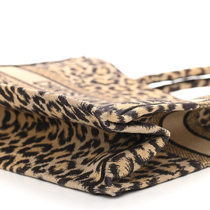 Christian Dior Canvas Mizza Embroidered Large Leopard Book Tote Beige 7 of 13