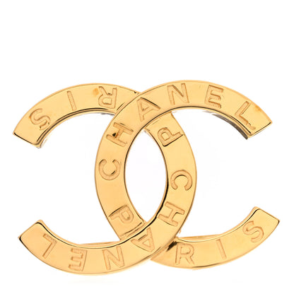 Chanel Metal Paris Button CC Large Brooch Gold 1 of 5