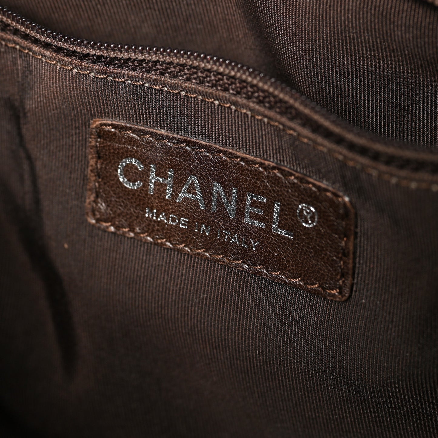 Calfskin Chevron CC All Day Long Boston Brown