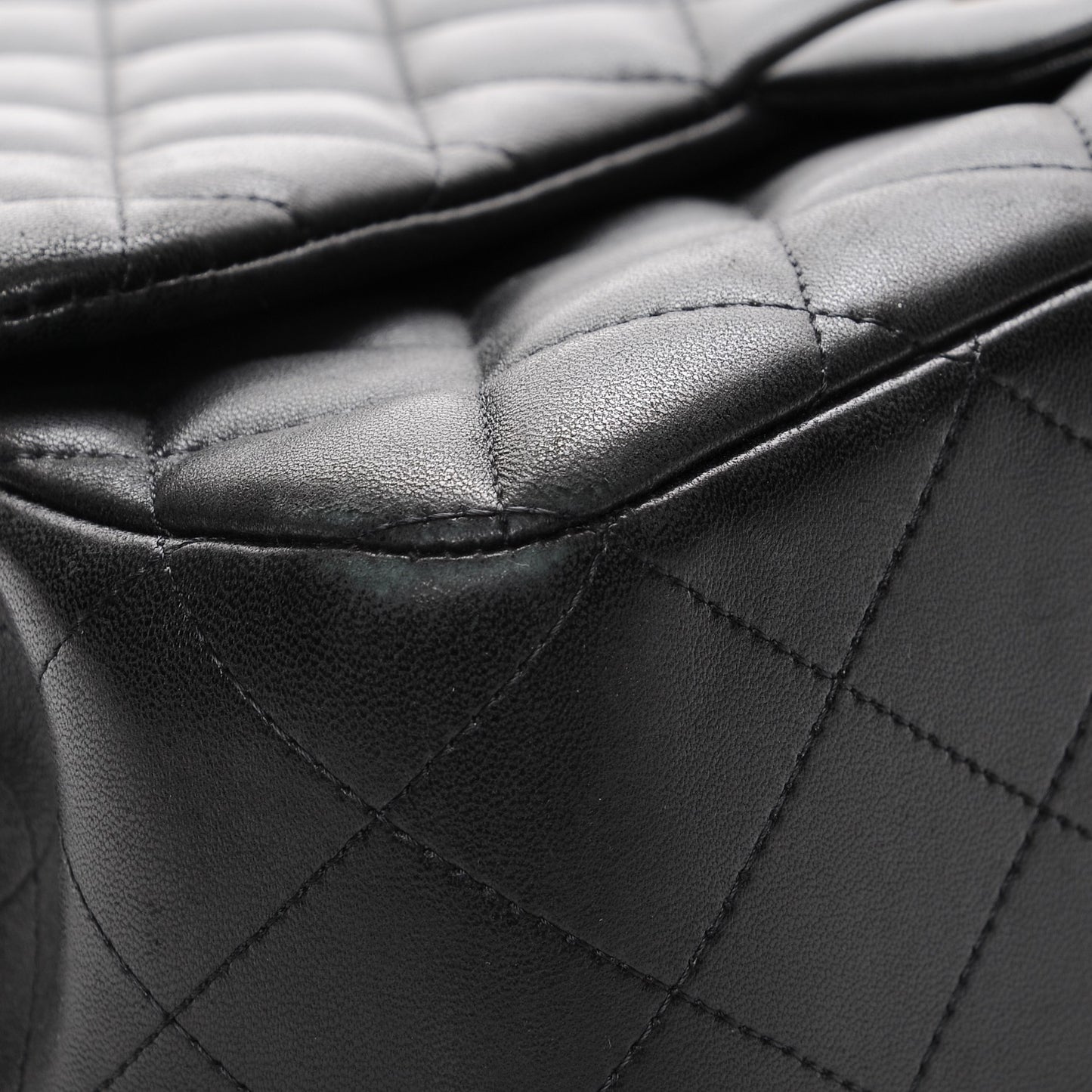 Lambskin Quilted Jumbo Single Flap Black