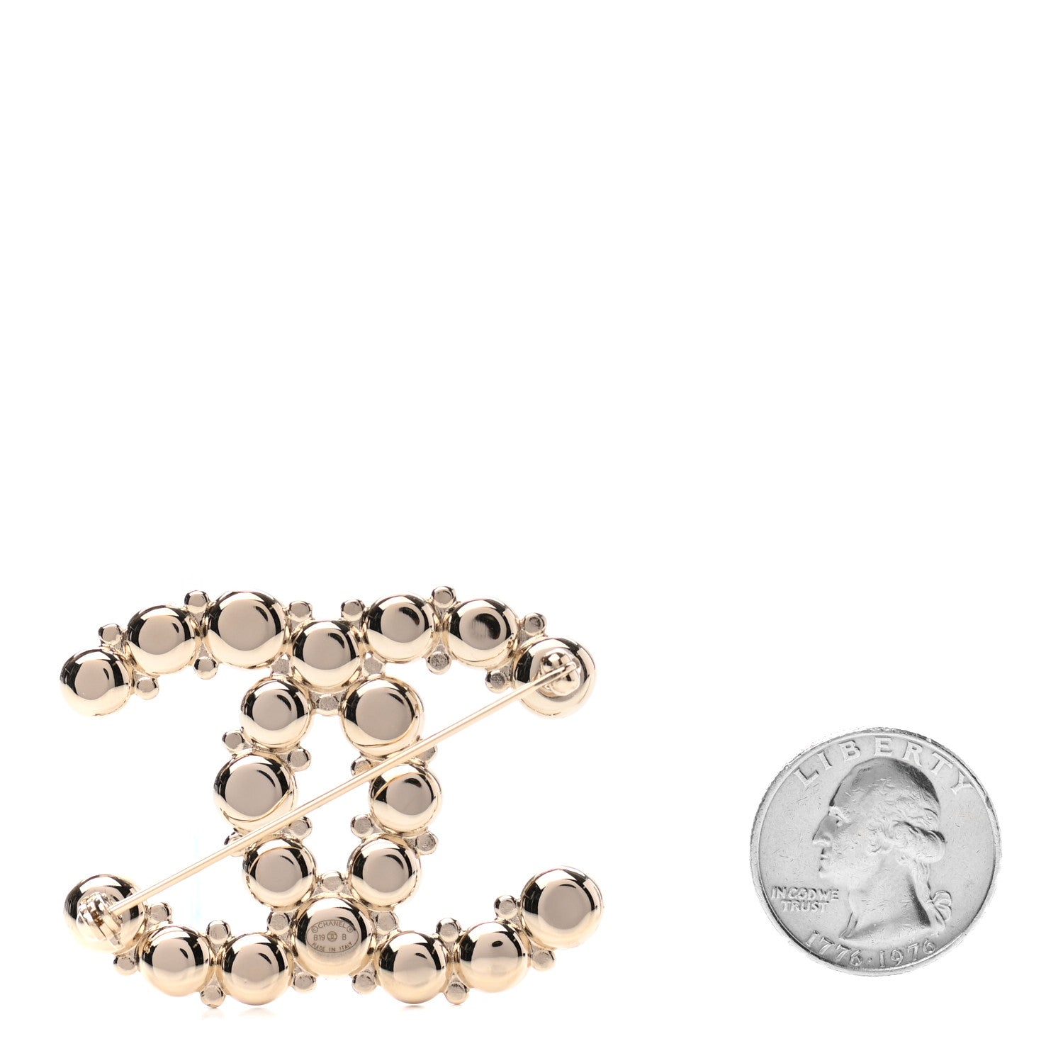 Chanel Pearl CC Brooch Black Gold 3 of 4