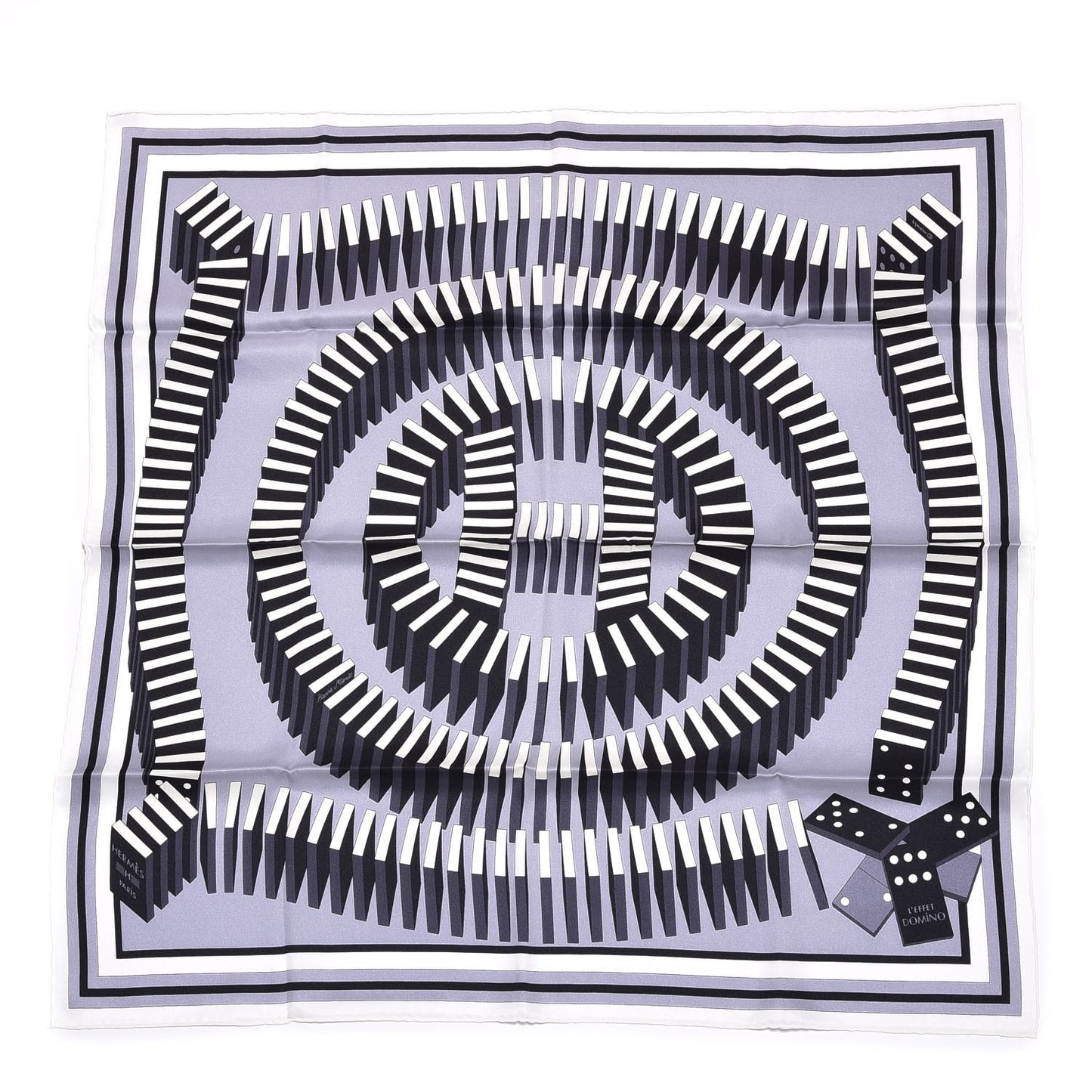 Silk Vin L'effet Domino Scarf 70 Blanc Gris Anthracite