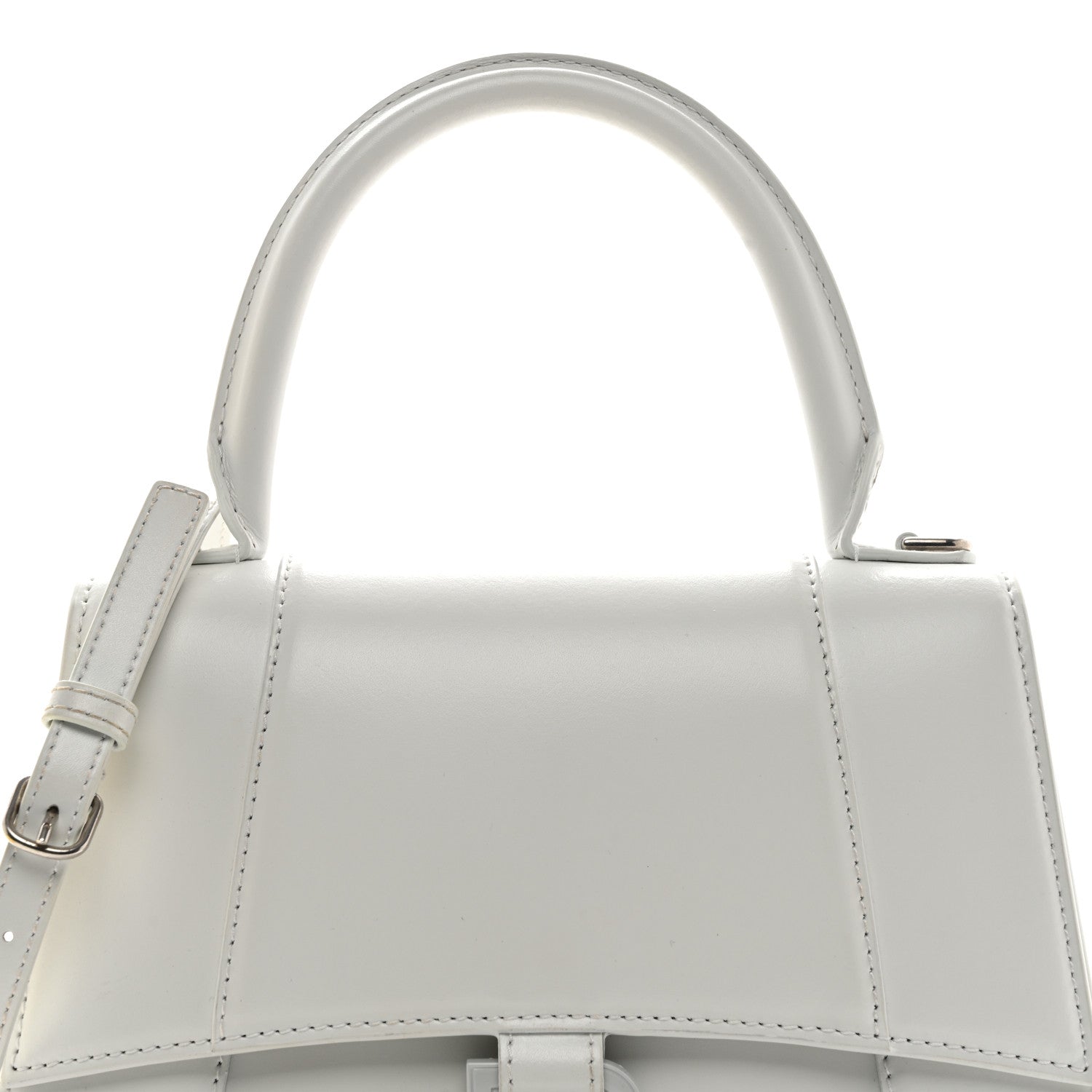 Balenciaga Shiny Box Calfskin Tonal B Small Hourglass Top Handle Bag White 8 of 10