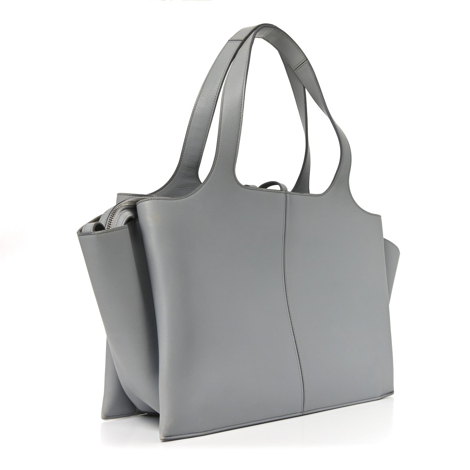 Celine Smooth Calfskin Medium Tri-Fold Bag Pearl Grey 3 of 10