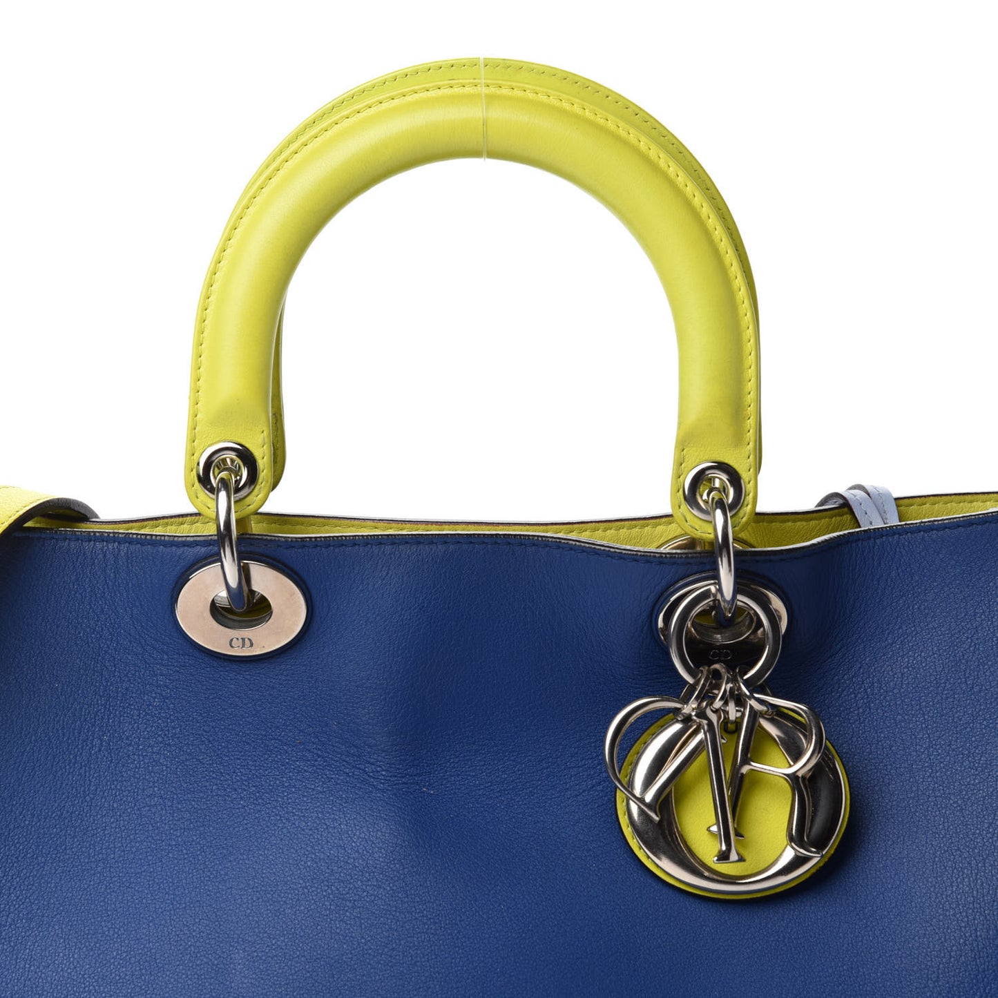 Smooth Calfskin Tri-Color Large Diorissimo Tote Blue Multicolor