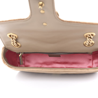 Gucci Velvet Matelasse Small GG Marmont Shoulder Bag Taupe 5 of 11