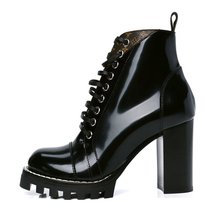 Louis Vuitton Patent Calfskin Monogram Star Trail Ankle Boots 35 Black 1 of 5