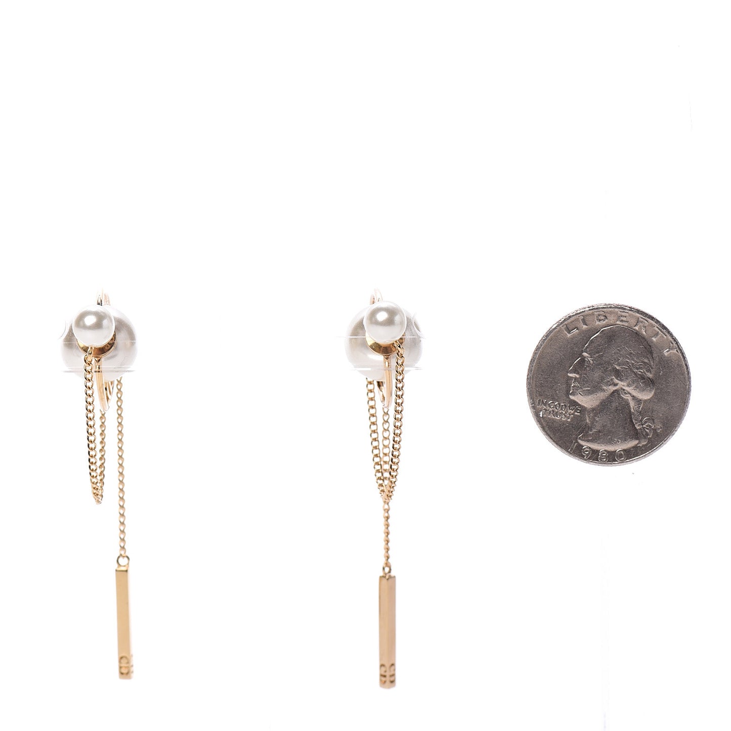 Pearl Tribales Dangle Chain Earrings Gold
