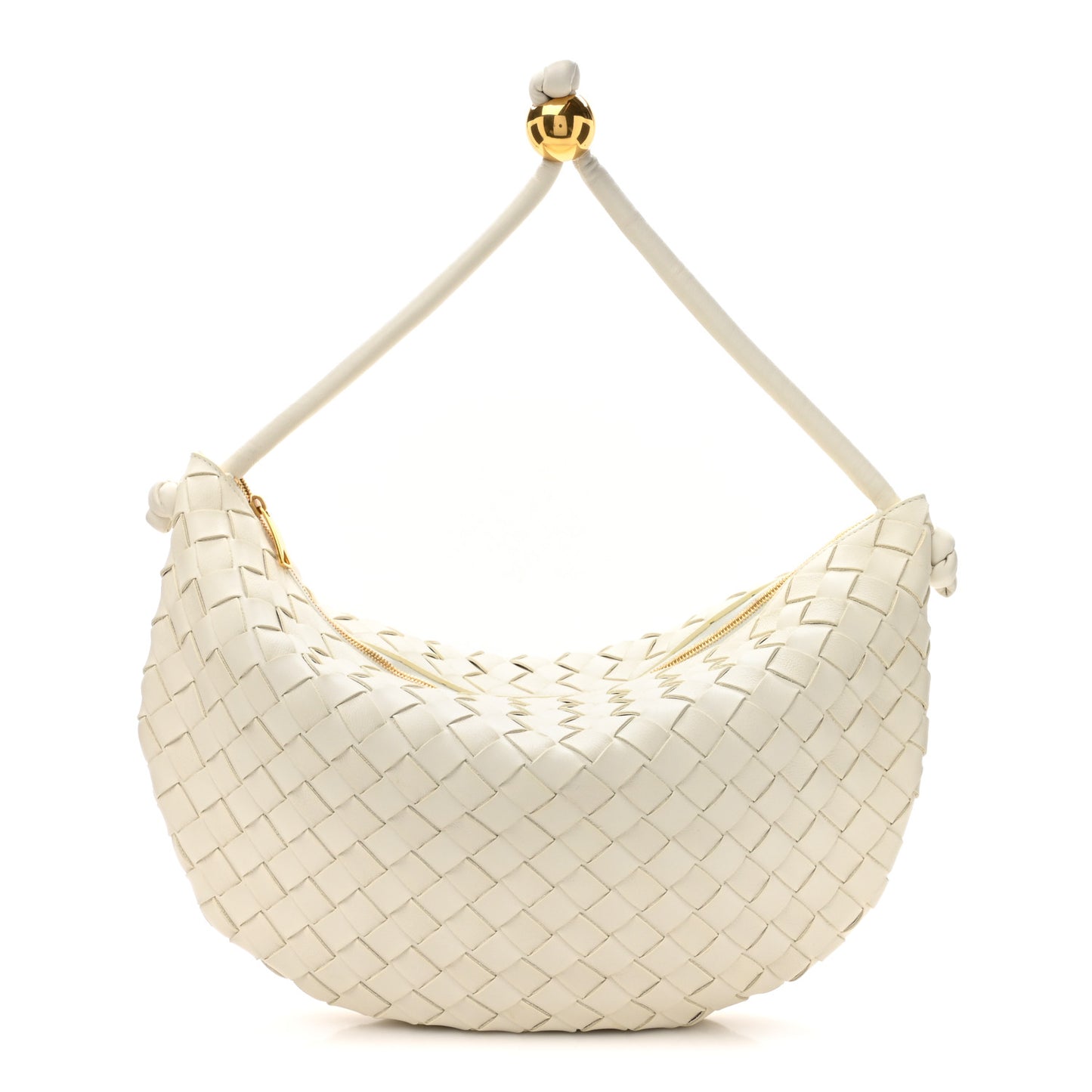 Nappa Intrecciato Medium Turn Pouch White
