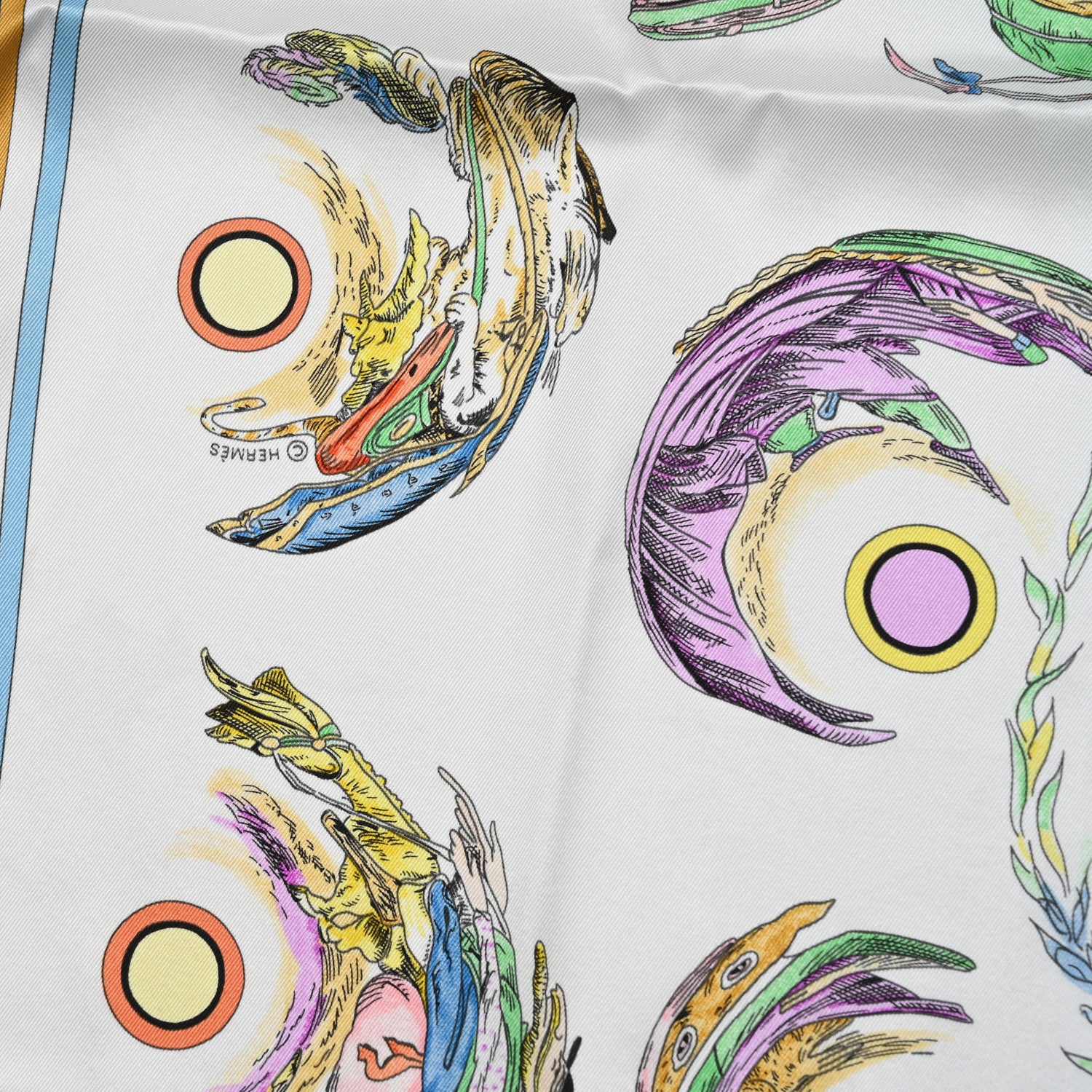 Hermes Silk Les Anamorphoses Scarf 70 Bleu Azur White Multicolor 4 of 5