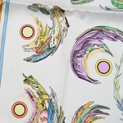 Hermes Silk Les Anamorphoses Scarf 70 Bleu Azur White Multicolor 4 of 5