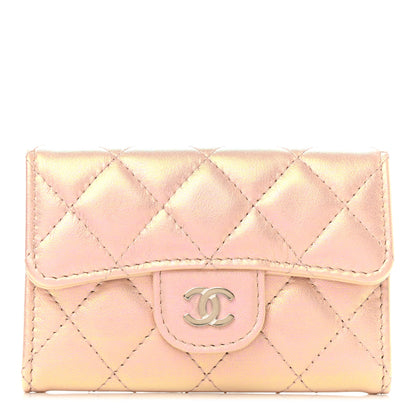 Chanel Iridescent Calfskin Quilted Flap Card Holder Wallet Pink 1 of 9