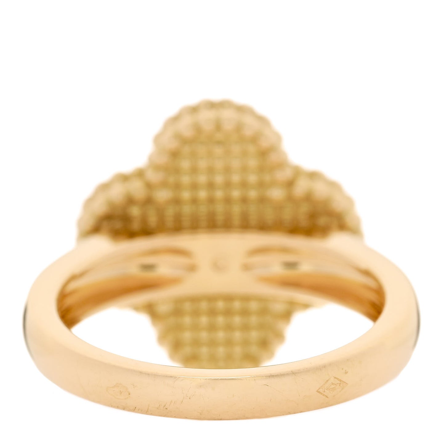 18K Yellow Gold Diamond Mother of Pearl Vintage Alhambra Ring 50 5.25
