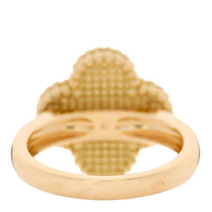 Van Cleef & Arpels 18K Yellow Gold Diamond Mother of Pearl Vintage Alhambra Ring 50 5.25 4 of 6