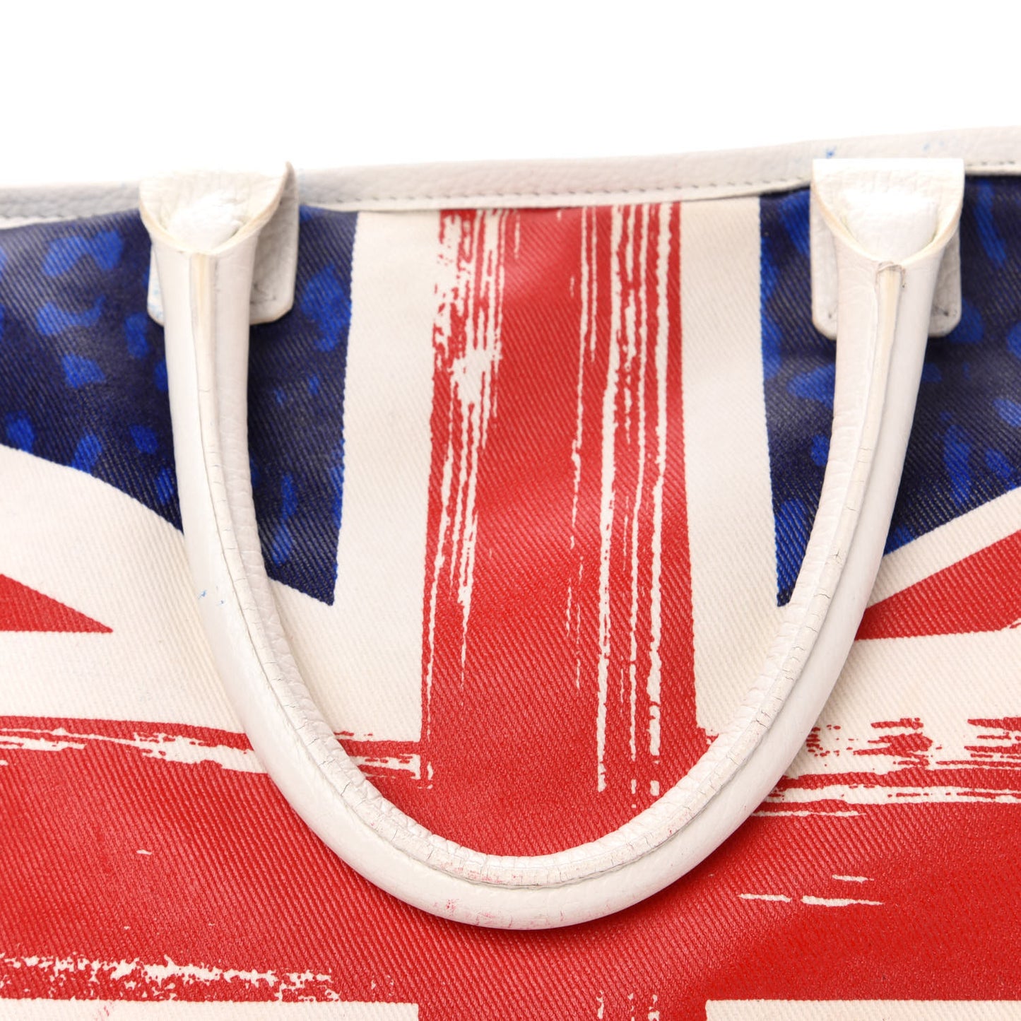 Denim Calfskin Studded Union Jack Print Tote