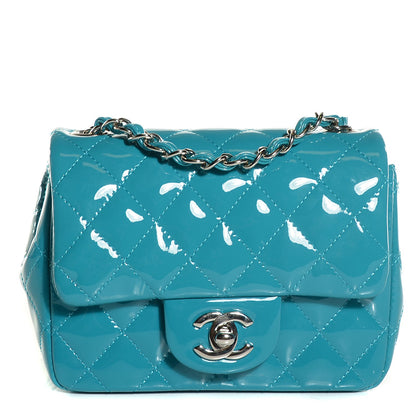 Chanel Patent Quilted Mini Square Flap Turquoise 1 of 8