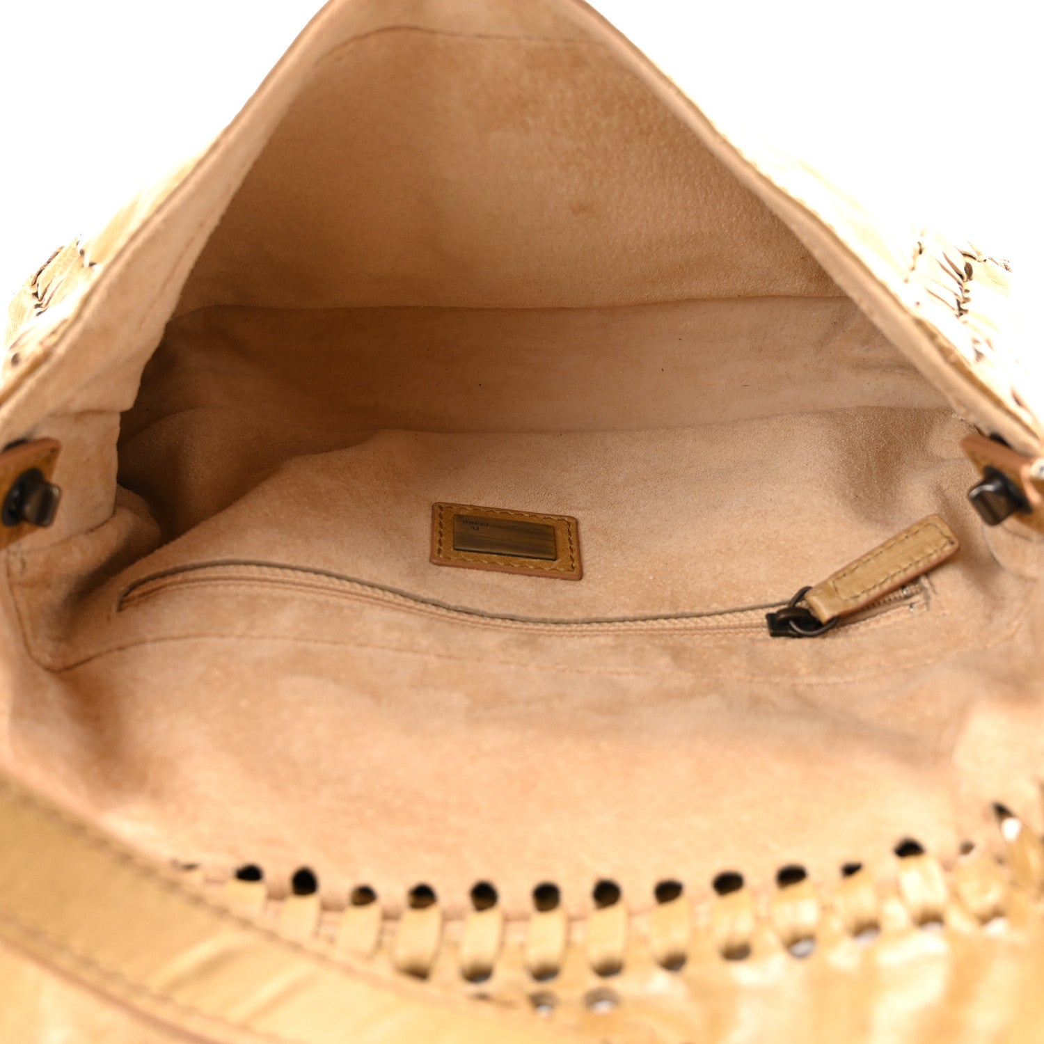 Fendi Goatskin Whipstitch Medium Convertible Baguette Senape 4 of 9