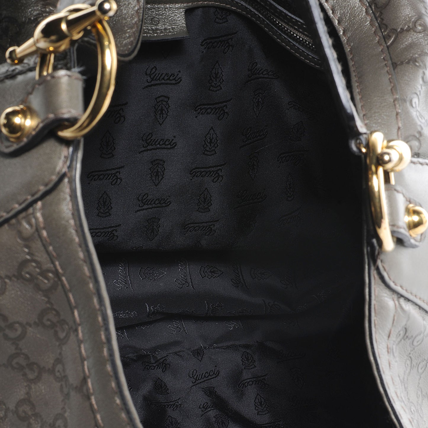 Guccissima Large Jockey Hobo Metallic Grey
