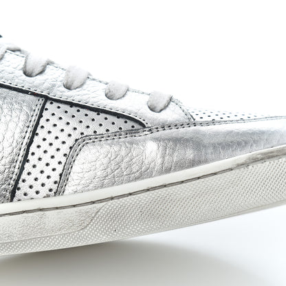 Saint Laurent Metallic Calfskin Perforated Court Classic SL/10H High Top Sneakers 41.5 Silver 10 of 17