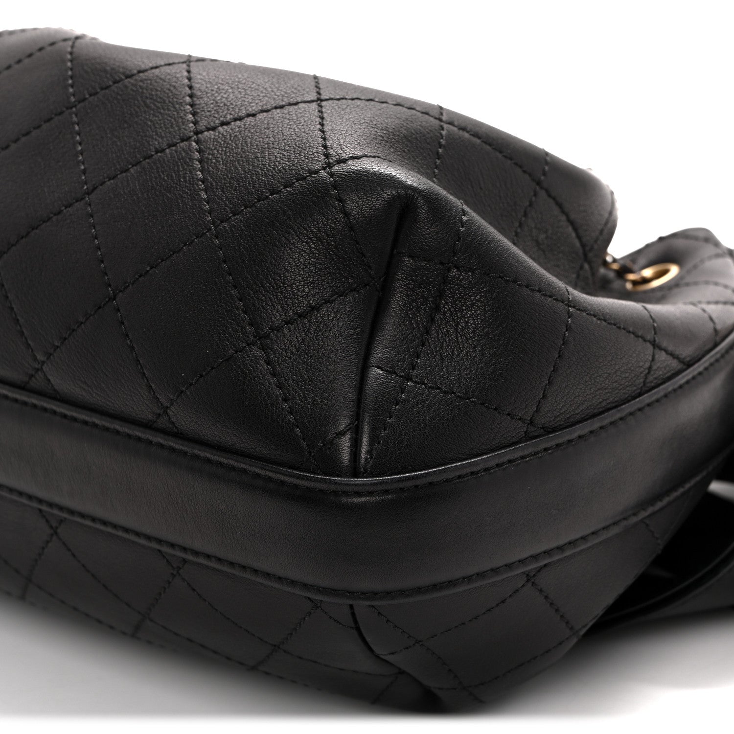 Chanel Calfskin Stitched Small Paris Rome Drawstring CC Bag Black 10 of 10